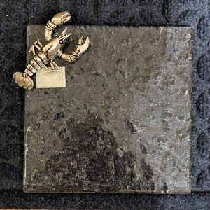 Mudpie square glass + silver lobster crawfish shellfish cutting cheese board NWT